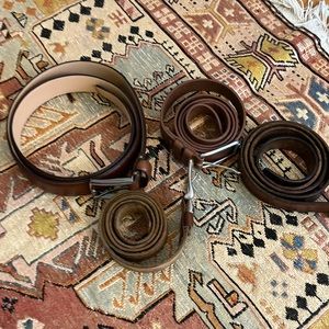 Lot of brown leather belts